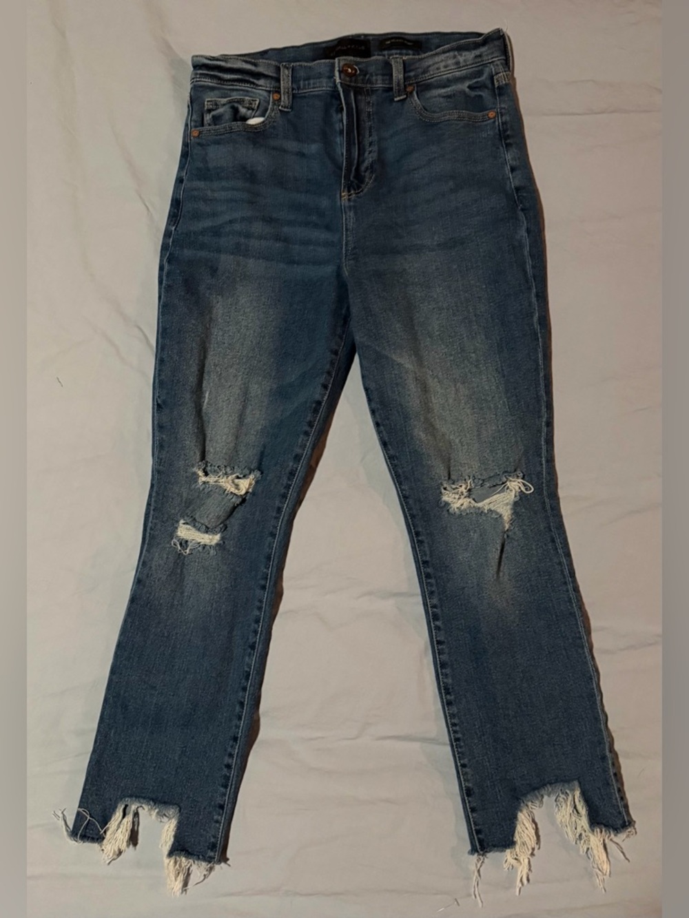 Kendall & Kylie Ripped Straight Leg Jeans - Dark Blue Wash